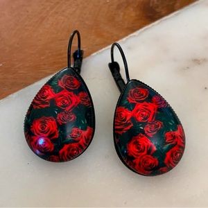 Red Rose Teardrop Earrings